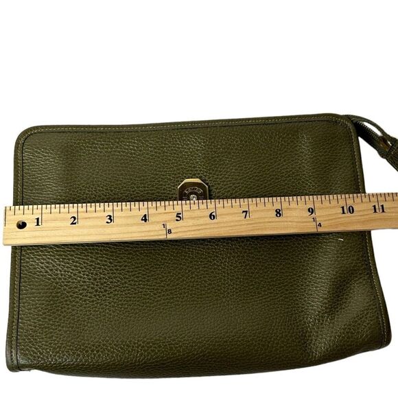 Karina Firenze Pebbled Olive Leather Clutch Made In Italy Some Interior Wear - Picture 10 of 11